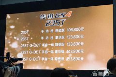  传祺1.5T车型上市，GS4/GA6售10.68和10.28起 