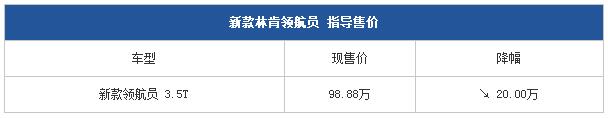 新款林肯领航员大幅度官降 现售98.88万