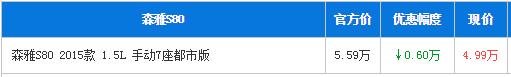 一汽吉林森雅S80佛山优惠0.6万
