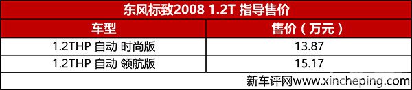 标致2008 1.2T车型上市，售13.87起