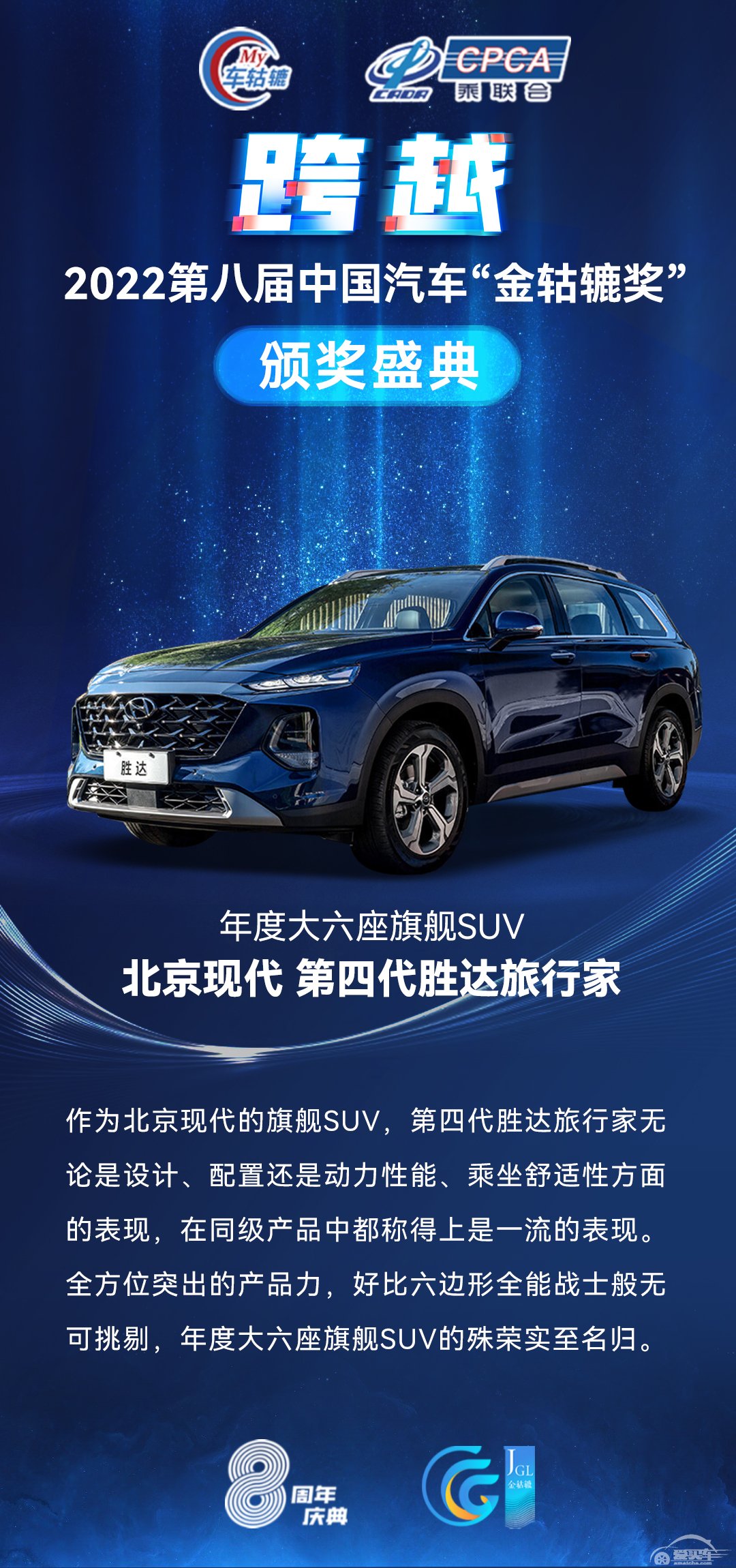 2022第八届中国汽车“金轱辘奖”年度大六座旗舰SUV：北京现代 第四代胜达旅行家