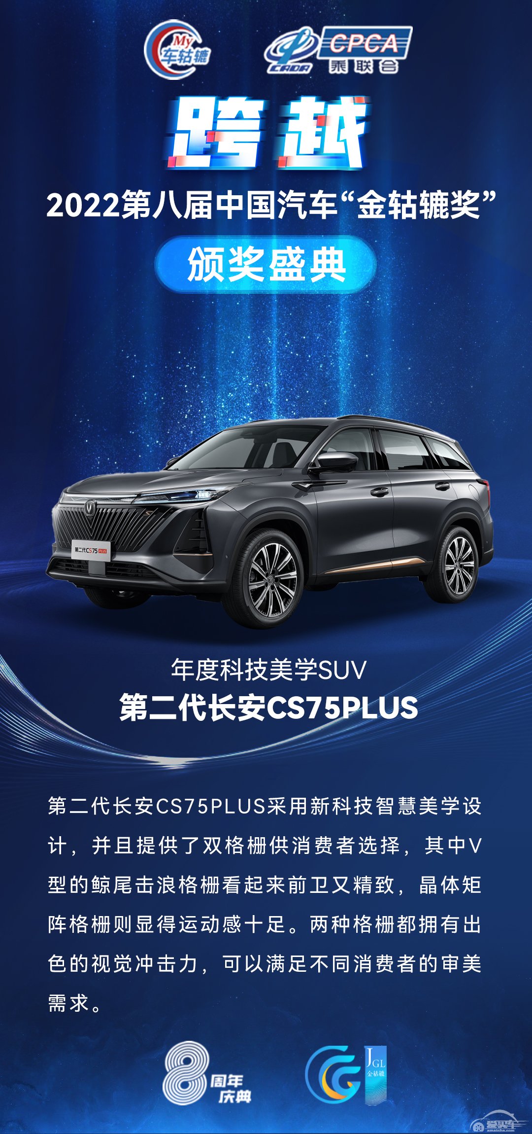 2022第八届中国汽车“金轱辘奖”年度科技美学SUV：第二代长安CS75PLUS