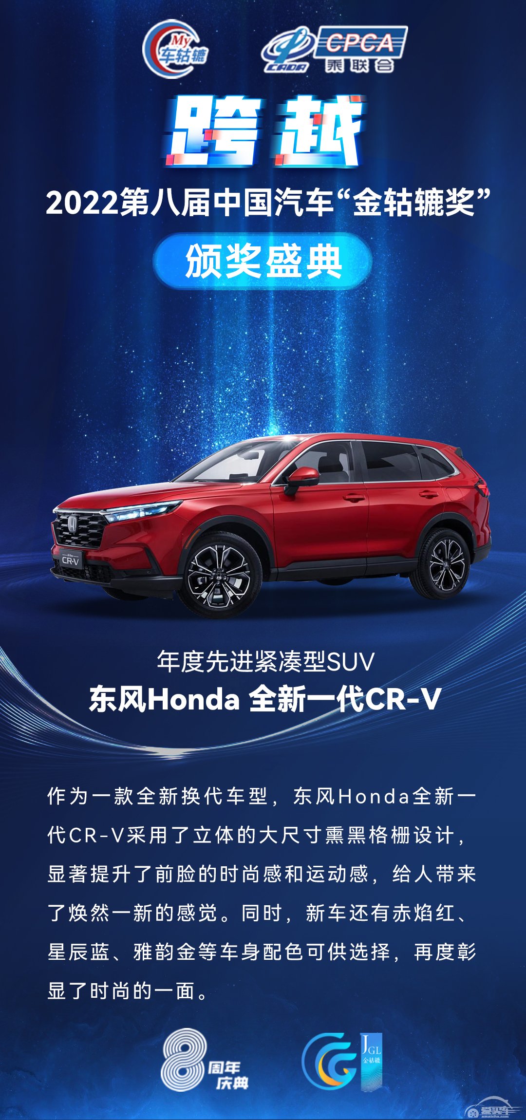 2022第八届中国汽车“金轱辘奖”年度先进紧凑型SUV：东风Honda 全新一代CR-V