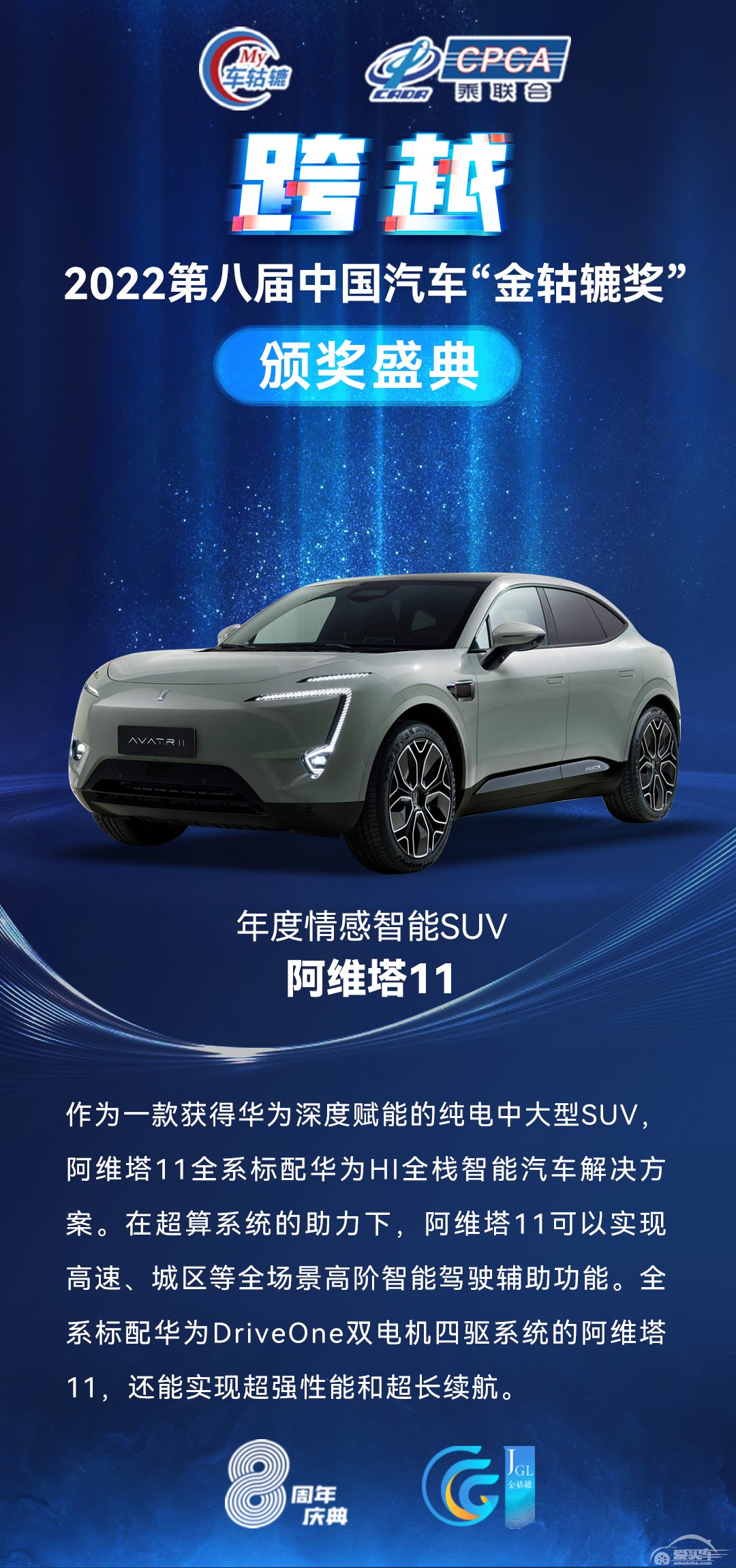 2022第八届中国汽车“金轱辘奖”年度情感智能SUV：阿维塔11