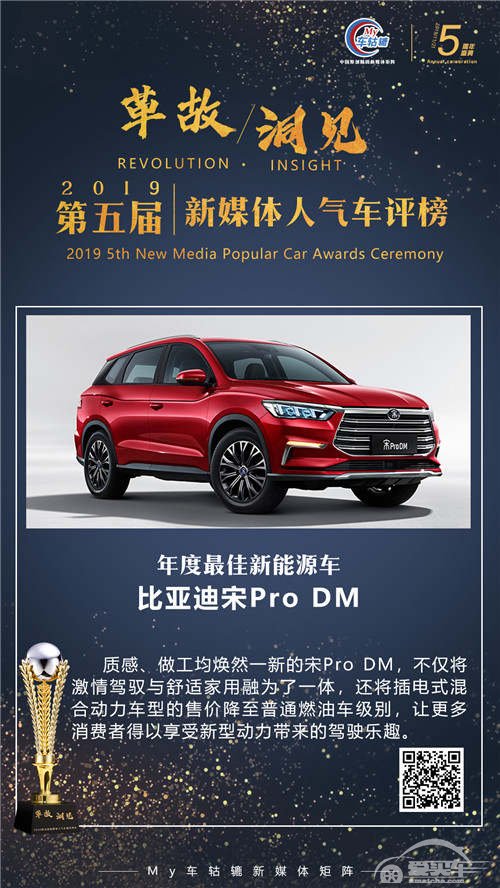 年度最佳新能源车：比亚迪宋Pro DM