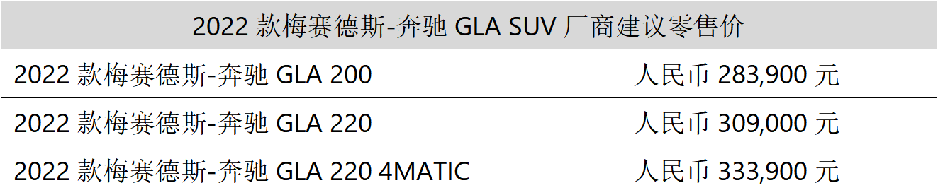 动力新生劲行无畏，2022款梅赛德斯-奔驰GLA SUV焕新上市