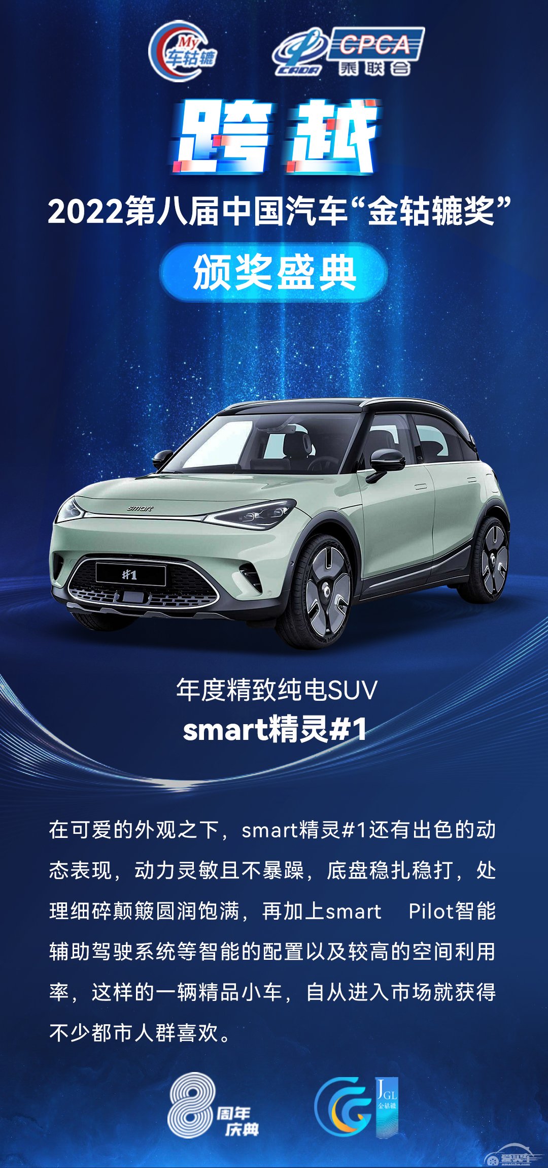 2022第八届中国汽车“金轱辘奖”年度精致纯电SUV：smart精灵#1